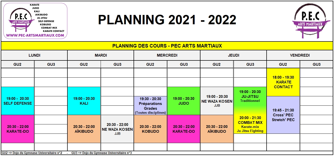 planning cours 2021 2022