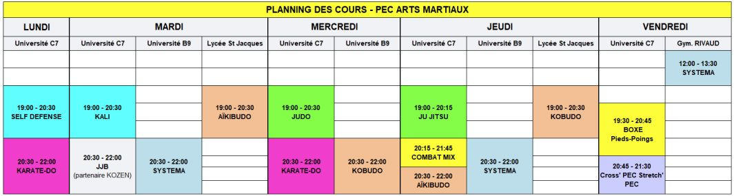 planning cours 2022 2023